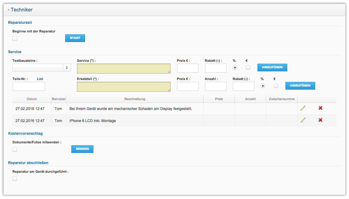 Software für Reparaturtechniker