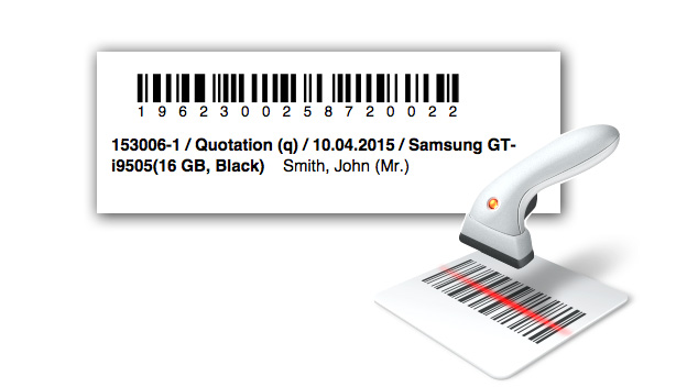 Reparaturaufkleber mit Barcode